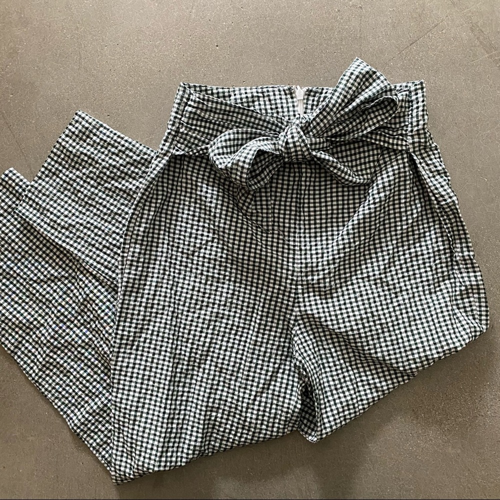 green gingham free people trousers